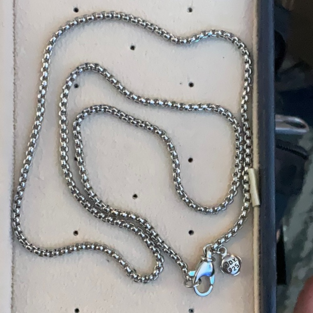 David Yurman Silver Box Chain Necklace 20in